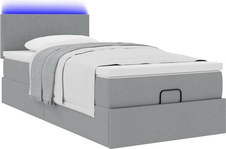 Image du produit VidaXL Ottoman-lit avec matelas Gris clair 90x190 cm Tissu (90 x 190 cm)