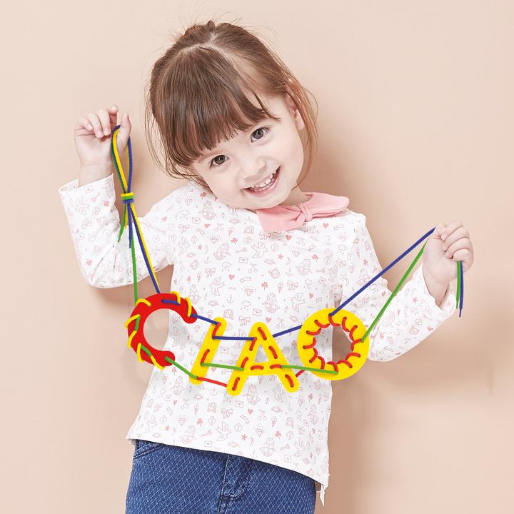 Actual product image Quercetti Play Montessori Lacing ABC + 123 (Italian)