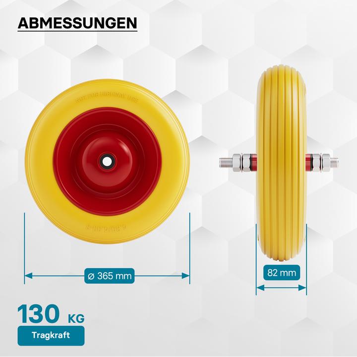 Image du produit Wiltec Roue complète 3.50-8 de brouette en polyuréthane increvable Grandeur