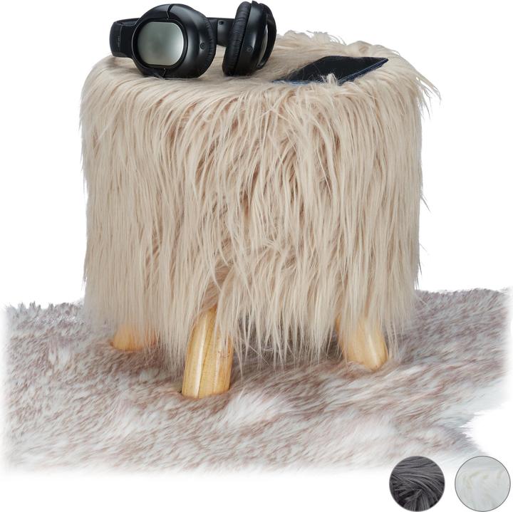 Image du produit Relaxdays Tabouret fausse fourrure poils