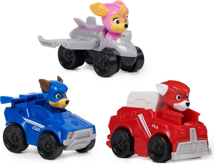 Actual product image Spin Master PAW Patrol: Il super film, Pup Squad Gift Pack con 3 veicoli, con auto giocattolo di Chase, Skye e M