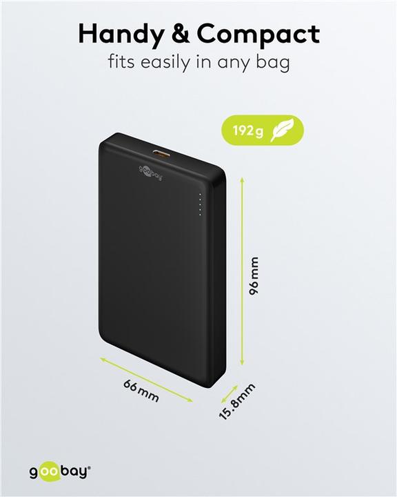 Actual product image Goobay Magnetic wireless powerbank 10,000 mAh (10000 mAh, 20 W)