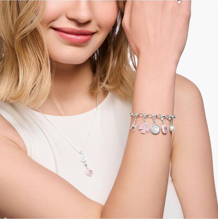 Produktbild Thomas Sabo Charm Armband mit Schimmernden Weissem Kaltemaille Silber (17 cm, 925er Silber, Emaille)