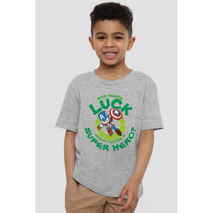 Actual product image Captain America Childrens/Kids St Patrick's Day Lucky Superhero St Patricks Day T-Shirt (152, 158)