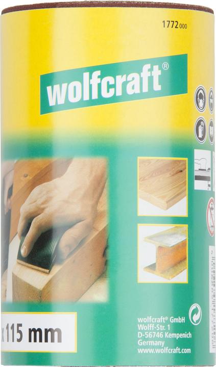 Produktbild wolfcraft Schleifpapierrolle für Holz/Metall, 5 m x 115 mm, Körnung 100 (100)