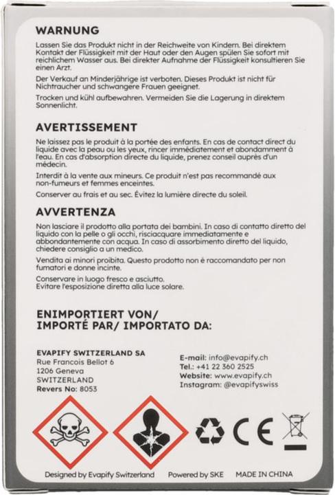 Valeurs nutritives et ingrédients SKE Kit Crystal 4in1, 2 % de nicotine 20 mg/ml 2400 (dispositif + 4 dosettes de 2 ml) (Cola)