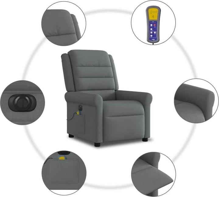 Immagine prodotto VidaXL Sedia da massaggio elettrica in tessuto grigio scuro