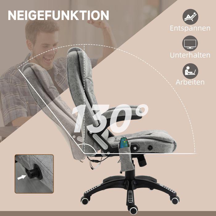 Produktbild Swisshandel24 Bürostuhl mit Massage- und Wärmefunktion, ergonomisch, 6 Massagepunkte, Grau