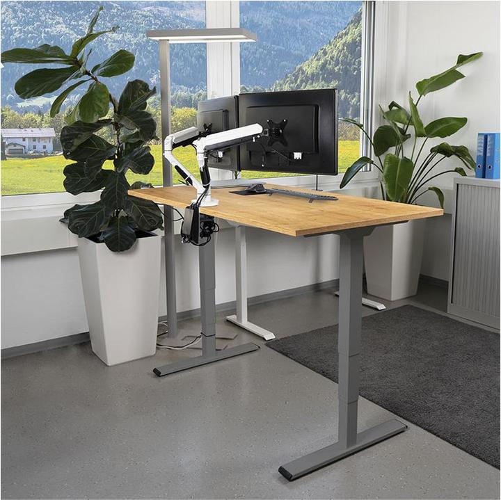 Produktbild Contini höhenverstellbarer Bürotisch 1.6x0.8m Eiche / Gestell grau RAL 7045