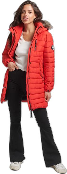 Produktbild Superdry Halblange Daunenjacke mit Kapuze und Kunstpelz, Damen (S)