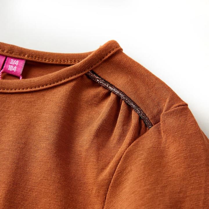 Image du produit VidaXL T-shirt manches longues enfant Cognac 128,Matière : 95% coton. 5 (128)