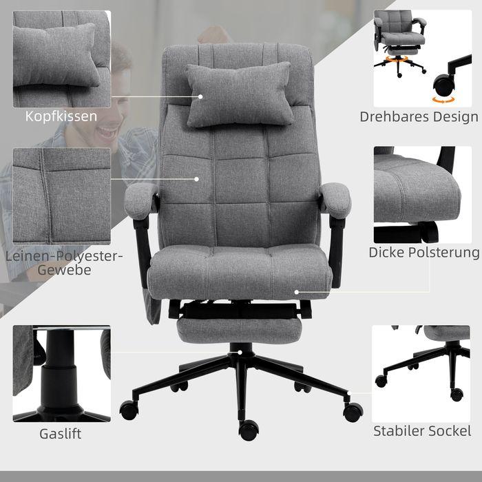 Image du produit Swisshandel24 Siège de bureau avec fonction massage, ergonomique, chauffage lombaire, repose-pieds, repose-tête