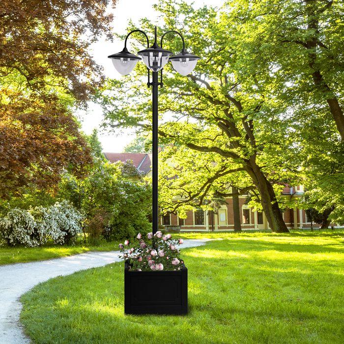 Immagine prodotto Swisshandel24 Luce solare da giardino Lampada a 3 teste con base per vaso da fiori Impermeabile in acciaio inox (IP44)