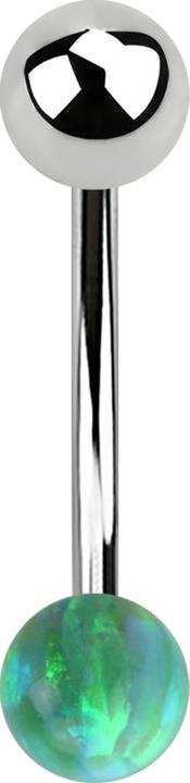 Star Piercing Micro Banane silber mit Kugel und Kugel Opal grün (ohne Messing, Chirurgenstahl 316L)
