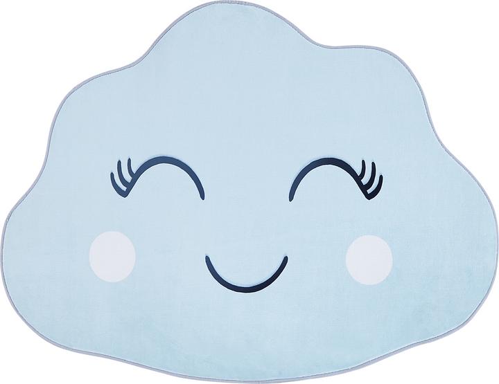 Actual product image Beliani Kids Carpet Light Blue 90 x 120 cm Cloud Motif Short Pile CUMULUS (90 x 120 cm)