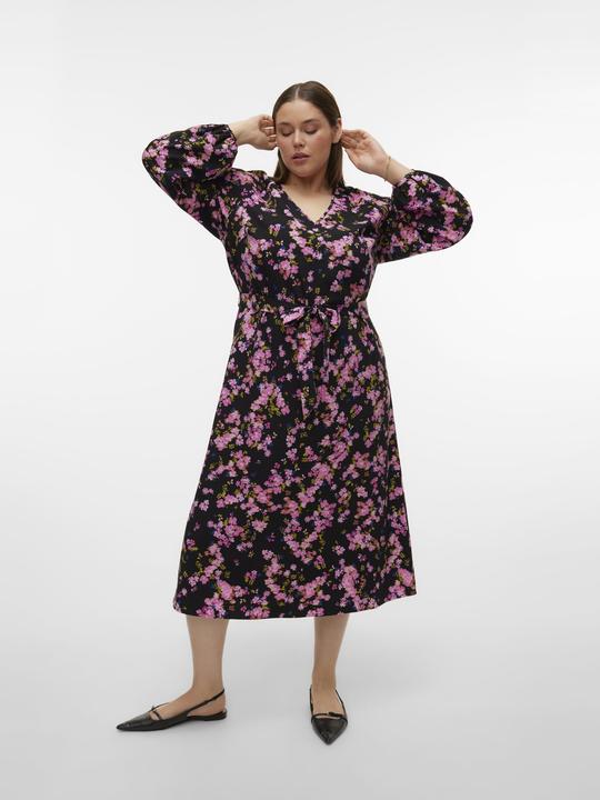 Produktbild Vero Moda Normal geschnitten Rundhals Curve Nicht verstellbare Bündchen Langes Kleid Kleid (46)