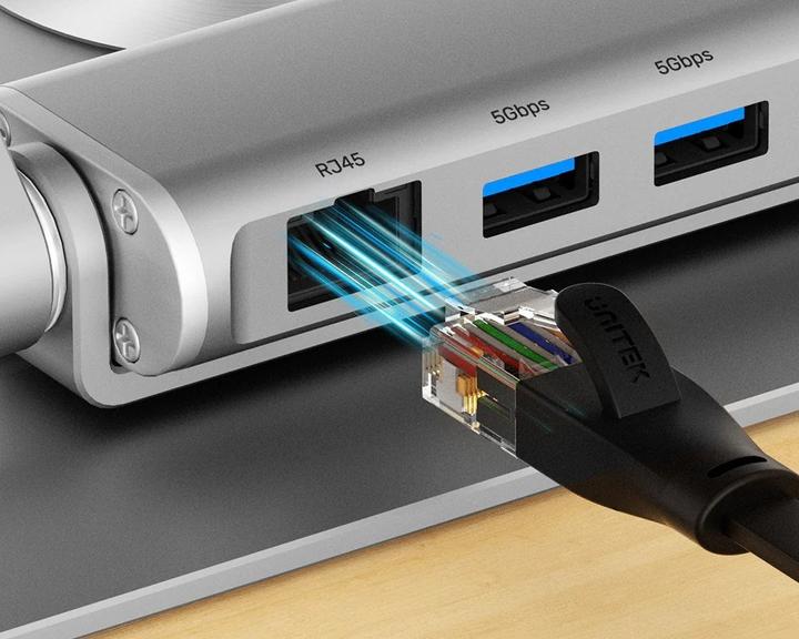 Productafbeelding Unitek PODSTAWKA POD LAPTOP + HUB USB-C HDMI 1.4 4K PD 100W (USB-C, 1 Havens)