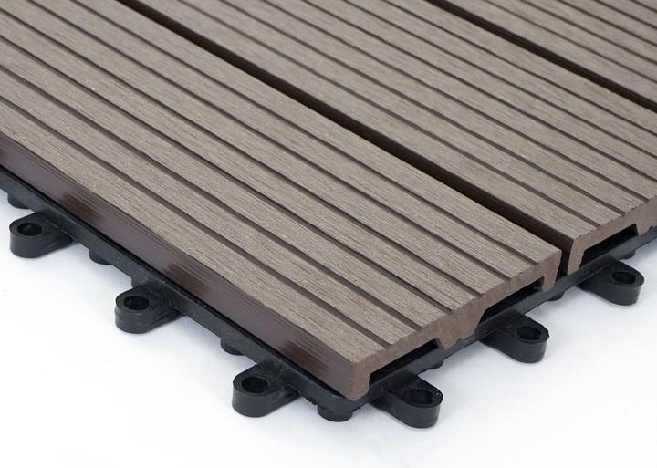 Image du produit Swisshandel24 WPC Carreau de sol Rhone, aspect bois pour balcon/terrasse, 11x 30x30cm = 1qm base, coffee linear (11 x, 30 x 30 cm)