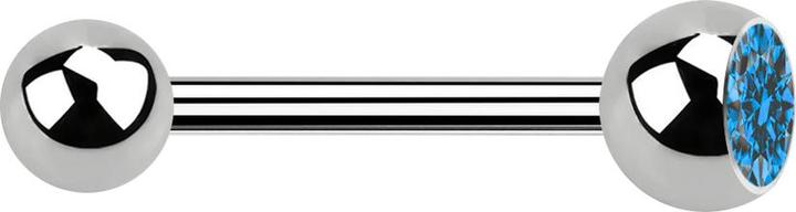 Actual product image Star Piercing Barbell silver with ball and ball crystal light blue (Titanium G23, without brass)