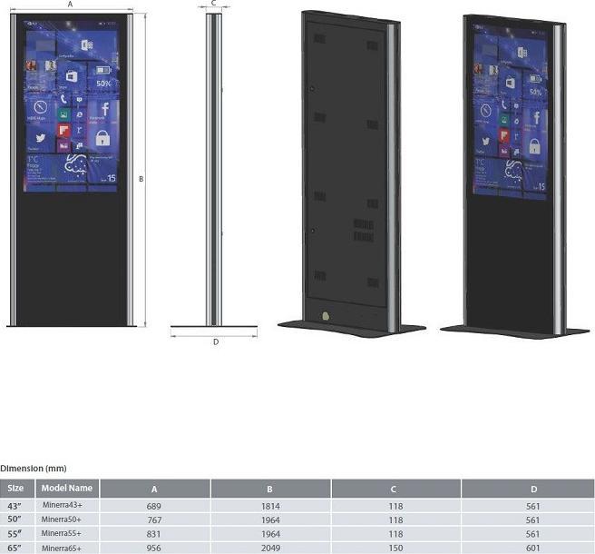 Produktbild DSS Indoor Monitor Box, Stele Portrait, 75", schwarz