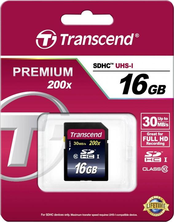 Image du produit Transcend SDHC 200x (16 Go, SDHC, U1, UHS-I)