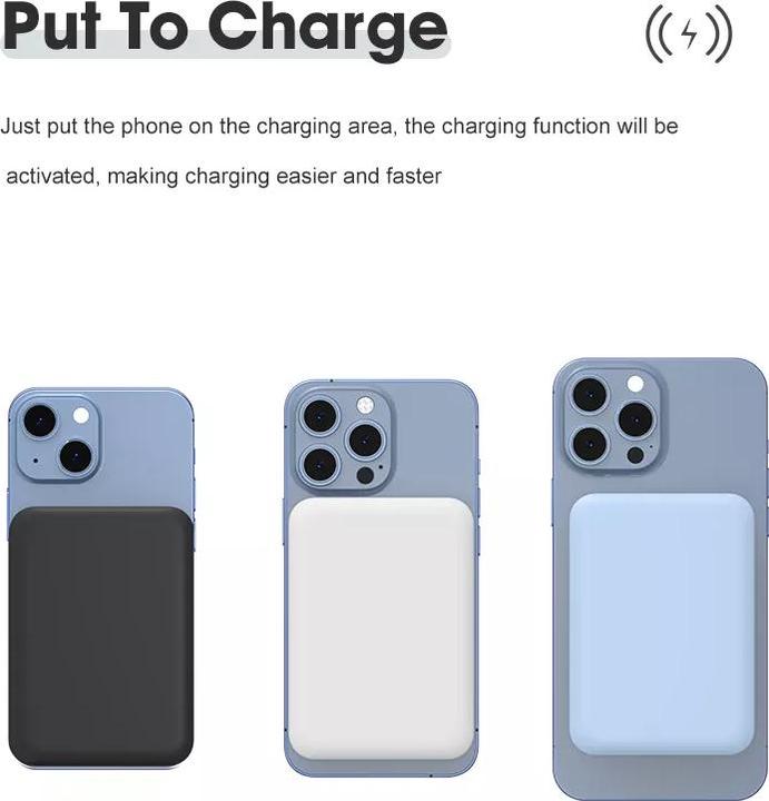 Immagine prodotto PhoneLook Batteria esterna portatile sans fil 2 en 1 MagSafe supporto téléphone 15W Power Bank (5000mAh) (5000 mAh, 15 W)