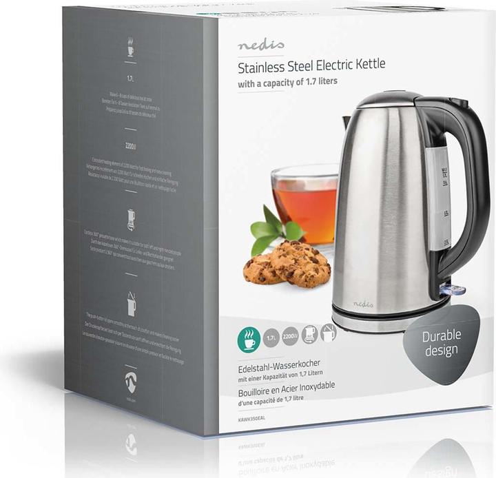 Immagine prodotto Nedis Bollitore - Base girevole a 360° - Elemento riscaldante a scomparsa - Controllo Strix - Protezione (1.70 l, Spina UE)
