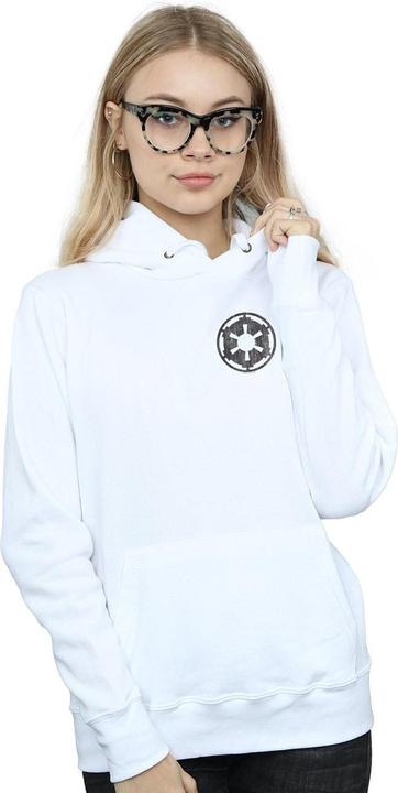 Immagine prodotto Star Wars The Mandalorian Galactic Empire Insignia Breast Print Felpa con Cappuccio Donna (XXL)