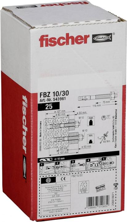 Produktbild Fischer Ankerbolzen R 88561 FAZ II 12/ 20K Stahl galvanisch verzinkt galvanisch verzinkt (25 Stk.)