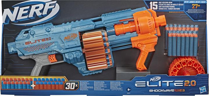 Produktbild Nerf Elite 2.0 Shockwave RD-15 Blaster, 30 Darts, 15-Dart Rotationstrommel, Schnellfeuer, mit E
