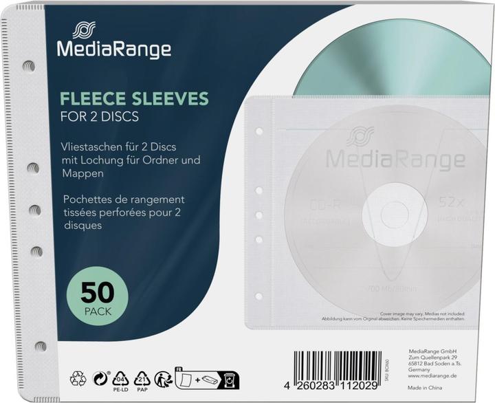 Actual product image MediaRange Non-woven pockets for 2 discs, for files and folders