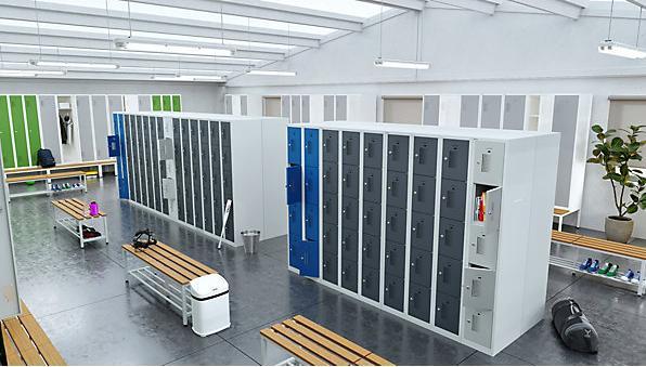 Actual product image eurokraft basic Locker cabinet with rotary bolt for padlock, 10 compartments (80 cm, 180 cm)