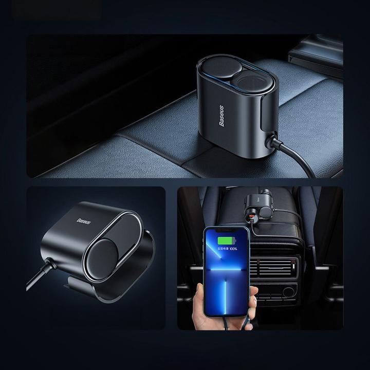 Immagine prodotto Baseus Accendisigari per auto 1 per 2 ad alta efficienza Pro 30 W (nero)