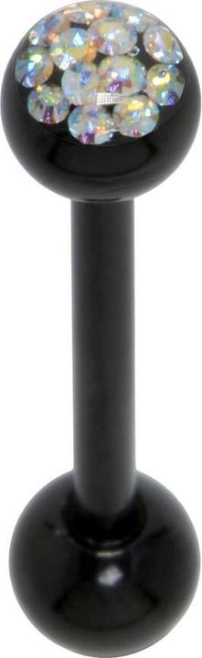 Produktbild Bijouteria Zungenpiercing (PVD Beschichtung (schwarz), Chirurgenstahl 316L, Epoxiharz, Kristall)
