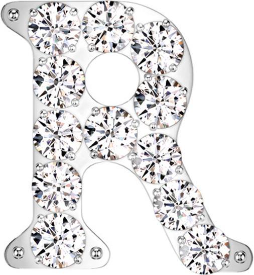 Produktbild Star Piercing Threadless silber mit Kristallen silber Buchstabe R (Titan G23, ohne Messing)