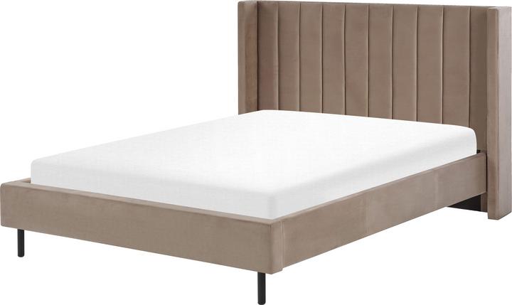 Produktbild Beliani Polsterbett Samtstoff taupe Lattenrost 140 x 200 cm VILLETTE (140 x 200 cm)