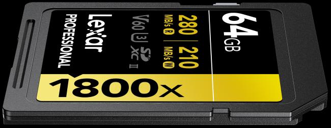 Actual product image Lexar Professional Gold Series (64 GB, SDXC, U3, UHS-II)