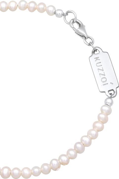 Actual product image Kuzzoi Bracelet freshwater pearls classic plain 925 silver (21 cm, No stone, Stainless steel, Freshwater cultured pearls, 925 sterling silver)