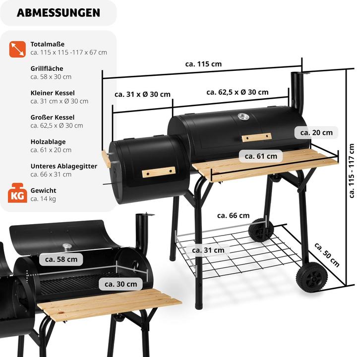 Actual product image tectake Charcoal grill Smoker (58 cm)