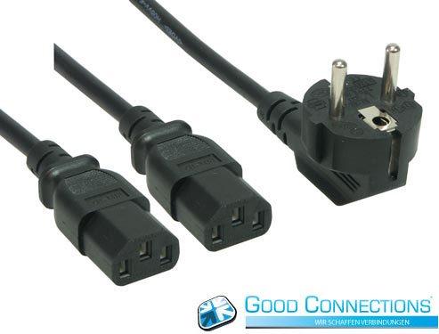 Image du produit Good Connections Câble secteur en Y, 1x prise Schuko sur 2x prise dispositifs froids, type F sur C13, 1,8m, ®. (1.80 m)