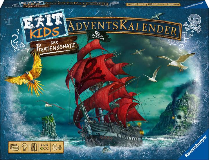 Productafbeelding Ravensburger 18234 - Mysterie kinderen adventskalender - De piratenschat - 24 puzzels voor kinderen