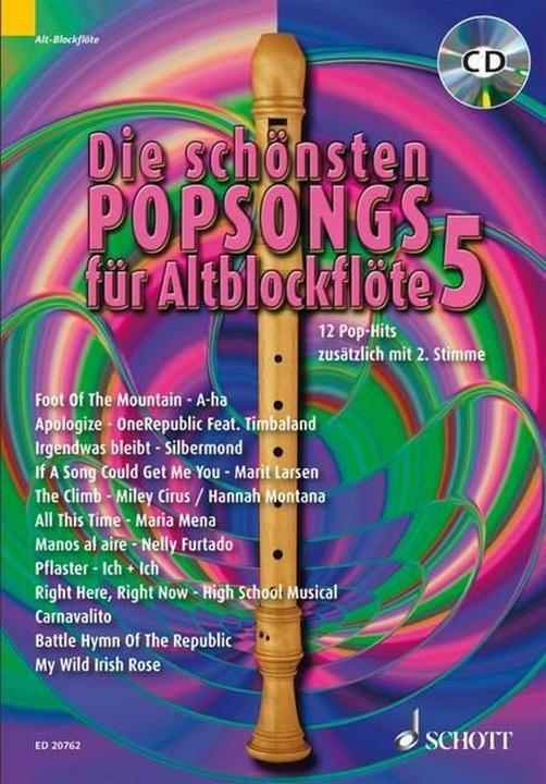 Immagine prodotto Die schönsten Popsongs für Alt-Blockflöte (Tedesco, Uwe Bye, 2010)