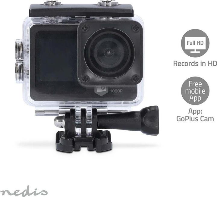 Produktbild Nedis Action Cam | Dualer Bildschirm | 1080p@30fps | 12 MPixel | Wasserdicht bis: 30.0 m | 70 min | (30p, WLAN)