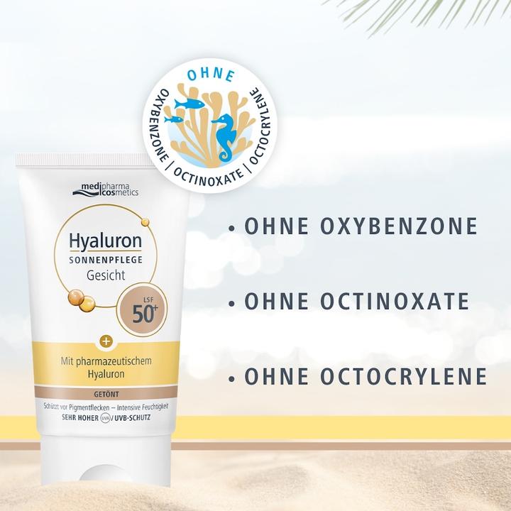 Produktbild Medipharma cosmetics Hyaluron Sonnenpflege Gesicht getönt LSF 50+, 50 ml Creme (Sonnencreme Gesicht, SPF 50+, 50 ml)