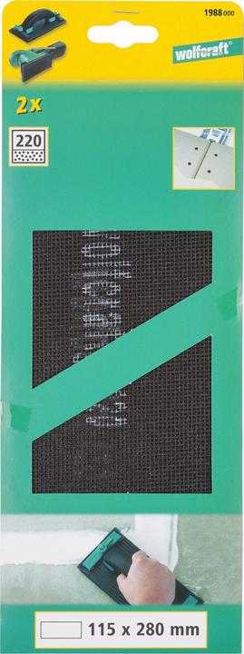 Actual product image wolfcraft Easy-Fix Sanding Pad Set for Plasterboard 115 x 280 mm, grain 120-220, 4 Pcs. (120)