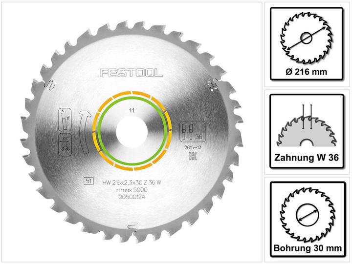 Actual product image Festool Universal saw blade 216 x 2.3 x 30 W36