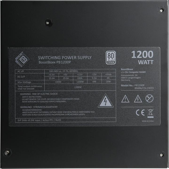 Produktbild CSL 1200 Watt BoostBoxx Power Boost, Full-Modular, 92% Effizienz, 80 Plus Platinum zertifiziert (1200 W)
