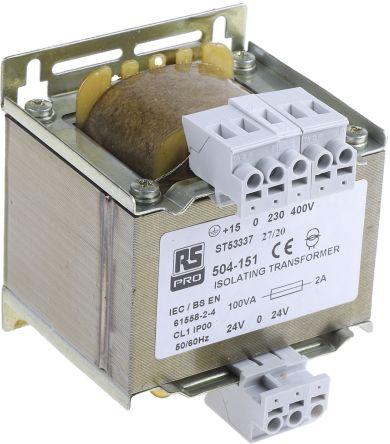Actual product image Rs Pro Isolation transformer,100VA 24-0-24V o/p