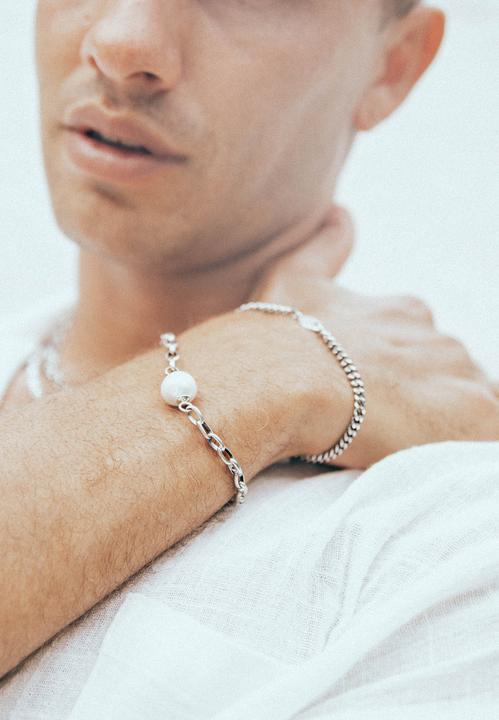 Immagine prodotto Haze & Glory Armband Gliderarmband - Chunky Perle 925 Silber (21 cm, Nessuna pietra, Argento 925, Perle coltivate d'acqua dolce)