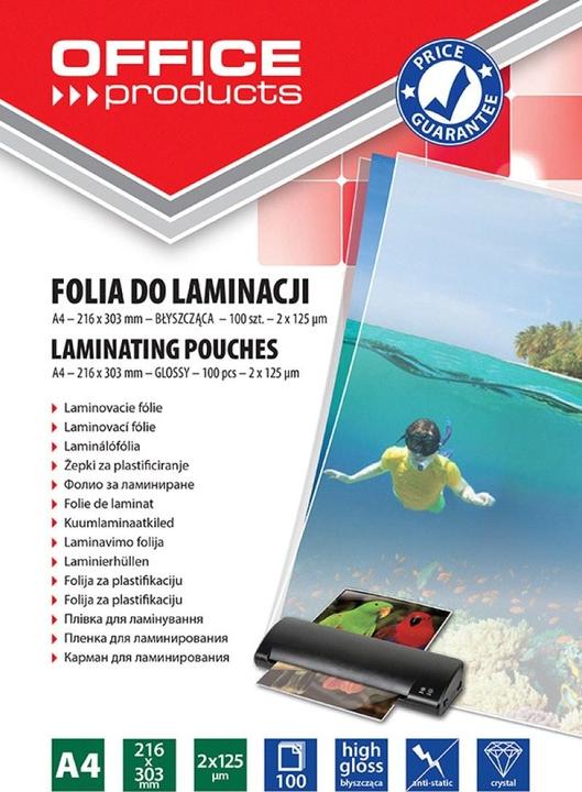 Produktbild Office Products Folie zum Laminieren, A4, 2x125 Mikron, glänzend, 100 Stk., transparent (A4, 100 Stück, 250 µm)